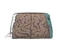 Left and Right Brain Functions Small Makeup Bag Travel Cosmetic Bag Makeup Pouch PU Leather Portable Versatile Zipper Make up Bag for Women Girls
