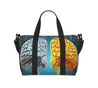 Left and Right Brain Functions Travel Tote Bag Unisex, Water-Resistant Weekend Gym Bag, Large Capacity Adjustable Shoulder Strap Travel Bag