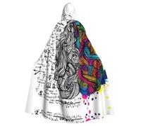 Left And Right Brain Print Hooded Cloak Cape Costume Robe