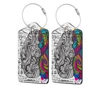 Left and Right Brain Print Leather Luggage Tags for Suitcases Personalized Travel Bag Luggage Labels with Privacy Cover Double Graphics Design for Easy Identification