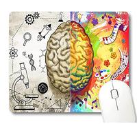 Left and Right Brain Print Mouse Pad, Modern Science Psychology Desk Mat