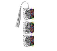 Left and Right Brain Print Wooden Bookmark Bookmarks with Tassels Book Marks for Reading Hardcover Books Notebooks