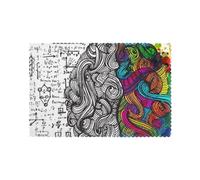 Left and right brain Printed Placemats Set of 6 PCS, Heat Resistant Non-Slip Table Mats for Dining Table, Washable Kitchen Place Mats for Indoor & Outdoor