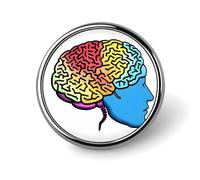 Left And Right Brain Round Badge Personalized Metal Lapel Pin Badges Fit Clothing Bags Hat Humorous Printed Brooch Badge Party Decorations Accessories for Men Women