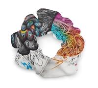 Left And Right Brain Scrunchies for Women Big Scrunchie for All Hair Types And Textures No Crease Stylish Hair Ties Elastic Hair Bands Soft Ponytail Holder No Damage Hair Tie