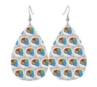 Left And Right Brain Teardrop Faux Leather Earrings Set For Women Printed Lightweight Dangle Drop Pierced Girls