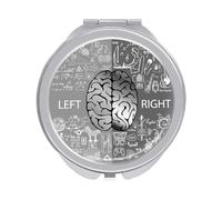 Left and Right Brain with Doodles in Vintage Retro Style Folding Make Up Mirror, Compact 2X/1X Magnification Mirror, Women Portable Travel Makeup Mirror 2.4 x 2.4 inch