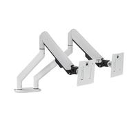 Left and right dual-screen monitor splicing heightening bracket desktop lifting horizontal and vertical screen switching rotating air pressure stand(White)