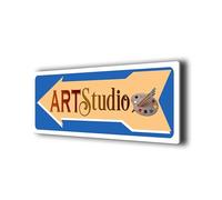 Left Arrow Art Studio Sign - Durable Aluminium Composite - UV Protected Fade Resistant Print - Indoor/Outdoor Wayfinding Sign - Pre-Drilled for Easy Mounting
