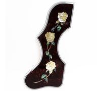 Left Hand Acoustic Guitar Pickguard for Gibson J-200 SJ-200, Floral Real Shell Inlay, 2MM Thick Self-Stick Scratch Plate for 41-42" Guitars