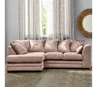 (Left Hand) Aurora Crushed Velvet Corner Sofa Snugg Furniture UK Limited Light Beige One Size