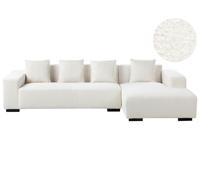 Beliani Left Hand Boucle Corner Sofa White Lungo, White