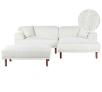 Left Hand Boucle Corner Sofa with Ottoman White HOLT