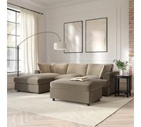 Left Hand Chaise Corner Sofa and Footstool Set in Mink Velvet - August