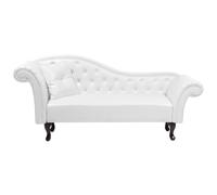 Left-Hand Chaise Longue LATTES Faux Leather White