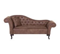 Beliani Left Hand Chaise Lounge Faux Suede Brown Lattes, Brown