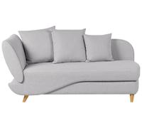 Beliani Left-Hand Chaise Lounge Meri Faux Linen Light Grey With Storage