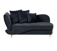 Beliani Left Hand Velvet Chaise Lounge With Storage Black Meri Ii, Black