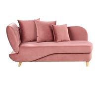 Beliani Left Hand Velvet Chaise Lounge With Storage Pink Meri Ii, Pink