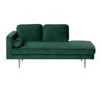 Beliani Left Hand Velvet Chaise Lounge Emerald Green Miramas, Green