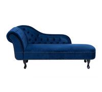 Left-Hand Chaise Longue NIMES Velvet Navy Blue