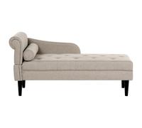 Beliani Left-Hand Chaise Lounge YVOIRE Fabric Beige, Cream