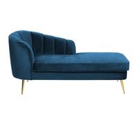 Beliani Left Hand Velvet Chaise Lounge Navy Blue Allier, Blue