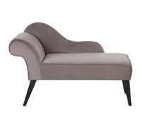 Beliani Left Hand Velvet Chaise Lounge Taupe Biarritz, Grey