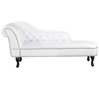 Beliani Left Hand Chaise Lounge Faux Leather White Nimes, White
