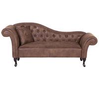 Left-Hand Chaise Longue LATTES Faux Suede Light Brown