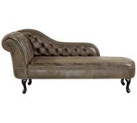 Beliani Left Hand Chaise Lounge Faux Suede Brown Nimes, Brown