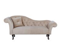 Beliani Left Hand Chaise Lounge Velvet Beige Lattes, Brown