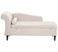 Left Hand Chaise Lounge LUIRO Velvet Beige with Storage