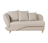 Left-Hand Chaise Lounge MERI Faux Linen Beige with Storage
