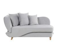 Left-Hand Chaise Lounge MERI Velvet Light Grey with Storage