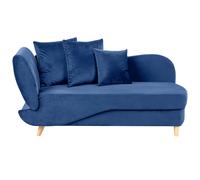 Left-Hand Chaise Lounge MERI Velvet Navy Blue with Storage