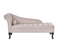 Glam Left Hand Chaise Lounge with Storage Velvet Upholstery Black Legs Light Beige Pessac