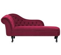 Left Hand Chaise Lounge Velvet Burgundy NIMES