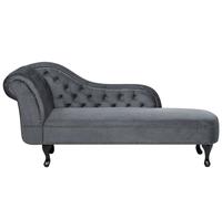 Left Hand Chaise Lounge Velvet Grey NIMES