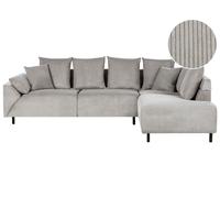 Left Hand Corduroy Corner Sofa Light Grey LUNNER