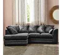 (Left Hand Corner, Black) Aurora Crushed Velvet Corner Sofa