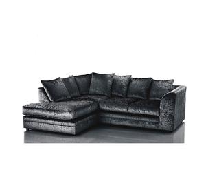 (Left hand Corner, Black) Bella Crushed Velvet Corner sofa
