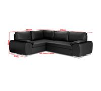 (Left Hand Corner, Black) ENZO CORNER SOFA BED WITH STOREGE FAUX LEATHER
