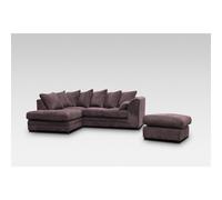 (Left Hand Corner, Chocolate) Milo Jumbo Cord Corner Sofa with Footstool