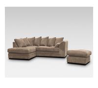 (Left Hand Corner, Coffee) Milo Jumbo Cord Corner Sofa with Footstool