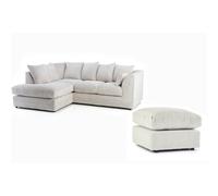 (Left Hand Corner, Mink) Milo Jumbo Cord Corner Sofa with Footstool