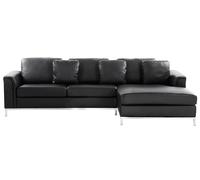 Left-Hand Corner Sofa OSLO Black Leather Left Hand