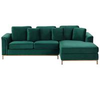 Corner Sofa 4 Seater OSLO Velvet Dark Green Left Hand