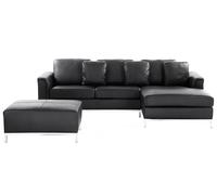 Left-Hand Corner Sofa with Ottoman OSLO Black Leather Left Hand