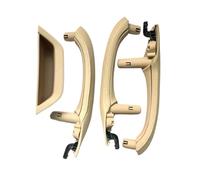 Left Hand Drive Car Inner Door Handle with Leather Door Handle Assembly Compatible for BMW X3 X4 F25 F26 2010-2016(Beige)